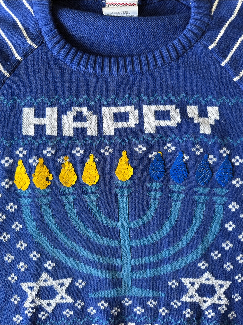 Blue 'Happy Hanukkah' Women’s Sweater (Size Small) - Picture 5 of 8